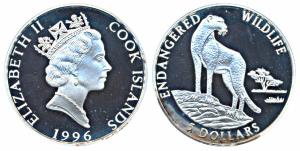 Cook Islands, Elizabeth II, Silver 5 Dollars, 31.47g, 1996, Endangered Wildlife Series, Ch