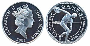 Cook Islands, Elizabeth II, Silver 10 Dollars, 20g, 2001, 2004 Summer Olympic- Athens, rev