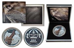 Mongolia, Silver 250 Togrog, 15.55g, 2015, Mongolia Nature Series, obv. Emblem of the Bank