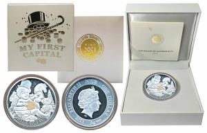 Niue, Elizabeth II, Silver 1 Dollar, 15.57g, 2021, My First Capital, rev. a Baby with toys