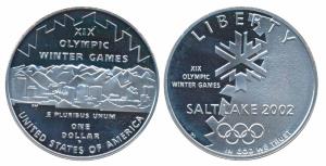 United States, Silver 1 Dollar, 26.73g, 2002, 2002 Olympic Winter Games in Salt Lake City,