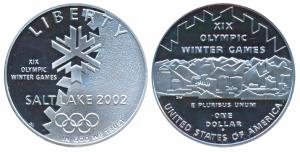United States, Silver 1 Dollar, 26.73g, 2002 Olympic Winter Games in Salt Lake City, obv. 