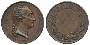 Claude Martin, Copper Medal, Type II, obv. bust to right, with divided legend around bust;