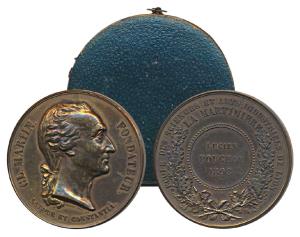 Claude Martin, Copper Medal, Type III, obv. bust to right, with divided legend around bust