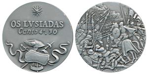 Indo Portuguese, Goa Medal, White Metal, obv. scene of Battle between Dutch and Portugese 