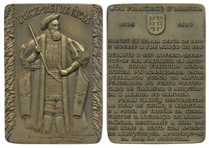 First Viceroy of India, Dom Francisco D'Almeida, Rectangle Heavy Bronze Medallion, obv. fu