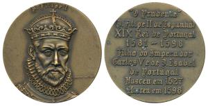 Indo Portuguese Monarchs, Bronze Medal, Filipe I (1581-98); rev. his life events. (ref. Va