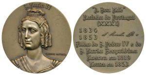 Indo Portuguese Monarchs, Bronze Medal, Maria II (1834-53), rev. her life events. (ref. Va