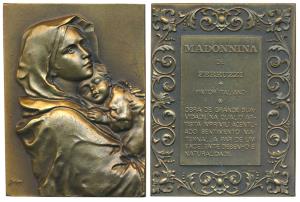 Ferruzi, Bronze, 208g, the famous Italian painter, obv. his famous painting Madonna holdin