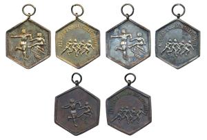 Parsi Medal, All Parsis Annual Athletic Meet, Copper, Silver Gilt and Gold Gilt Copper, 30