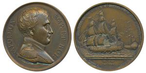 Napoleon, Bronze Medal, 1st Exile to St. Helena, 1815, obv. bust of the Emperor with Field