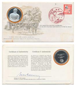 Japan, Buddha, UNESCO Silver Token, 1954, Buddha- Kamakura Buddha Temple, in its original 