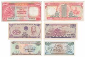A collection of Currency notes featuring the Buddha, Hong Kong, $100, obv. The Tiger Pagod