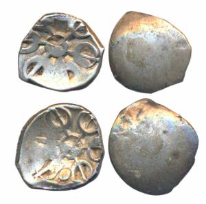 Archaic Punch Marked Coinage, attributed to Gandhara Janapada, Silver Shana (2), 1.31g & 1