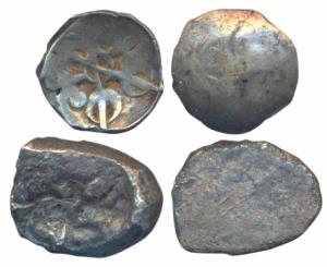 Archaic Punch Marked Coinage, attributed to Gandhara Janapada, Silver ½ Shana and Shana, 0
