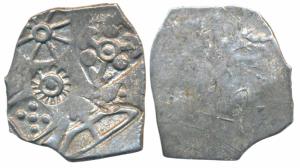 Punch marked Coinage, attributed to Magadha Janapada, Silver Karshapana, 3.34g, G/H Series