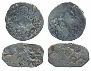 Punch-marked Coinage, attributed to Magadha Janapada, Silver Karshapana (2), 3.26g and 3.3