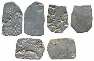 Punch-marked Coinage, attributed to Magadha Janapada, Silver Karshapana (3), 3.30g & 3.32g