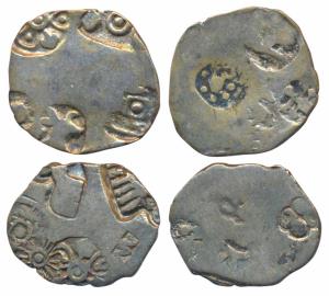 Punch-marked Coinage, attributed to Magadha Janapada, Silver Karshapana (2), 3.29g & 3.29g