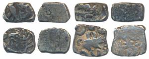 Archaic Punch Marked Coinage, attributed to Shursena Janapada, Silver ½ Karshapana, 1.34g 