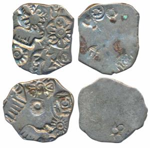 Archaic Punch Marked Coinage, attributed to Magadha Janapada, Silver Karshapana (2), Serie