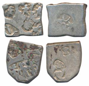 Archaic Punch Marked Coinage, Magadha Imperial, Silver Karshapana, 3.41g, obv. three human