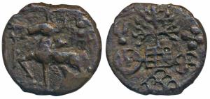 Post-Mauryan, Kaushambi (c. 200 BC), Cast Copper, 6.51g, obv. Lanki bull walking to left, 