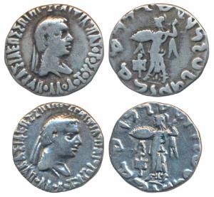 Indo-Greeks, Baktria, Apollodotus II (c. 110-80 BC), Silver Drachm (2), 2.30g and 2.38g, o