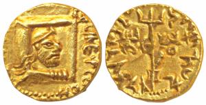 Kushans, Vima Kadphises (100-127/8 AD), Gold ¼ Dinar, 1.98g, Mint I (A), 2nd emission, obv
