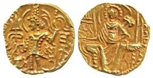 Later Kushanas, Shaka (c. 305-335 AD), Gold Dinar, 7.81g, obv. king standing facing, head 