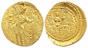 Guptas, Samudragupta (c 335-380 AD), Gold Dinar, 7.98g, ’Standard’ type, obv. king nimbate
