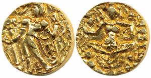 Guptas, Kumaragupta II (c. 473-476 AD), Gold Heavy Dinar, 9.5g, Archer type, obv. king nim