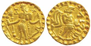 Post Gupta Bengal, Eastern Bengal, Samatata Mainamati region, Gold Dinar, 4.28g, imitating