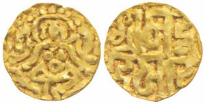 Kalachuris of Tripuri, Gangeya Deva (c. 1015-1040 AD), Gold Masha, 0.94g, obv. Goddess Lak
