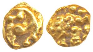 Western Gangas, Gold Gajapati Fractional Fanam, 0.10g, obv. caparisoned elephant to right,