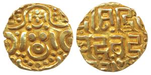 Gahadavalas of Kanauj, Govinda Chandradeva (1114-1154 AD), Base Gold 4 ½ Masha, 4.13g, obv