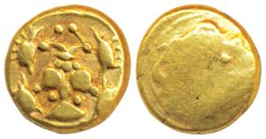 Vijayanagar Empire, Achyuta Deva Raya (1529-1542 AD), Gold Pagoda, 3.38g, obv. Gandabherun
