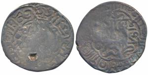 Babur, Silver Shahrukhi, 4.67g, Kabul Mint, AH 935, obv. Kalima within quatrefoil with fou