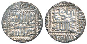 Akbar, Silver Rupee, 11.32g, Ahmedabad Mint, AH 982, Kalima type, legend within dotted squ