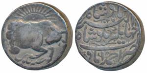 Jahangir, Silver Zodiac Rupee, 11.34g, Ahmedabad Mint, Taurus sign, AH 1027/13, obv. a bul