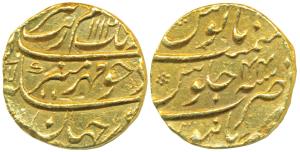 Aurangzeb, Gold Mohur, 10.95g, Burhanpur Mint, AH 1112/44 (KM 315.16). Extremely Fine, Rar