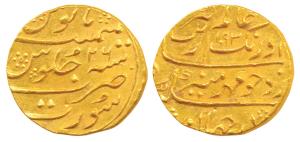 Aurangzeb, Gold Mohur, 11.05g, Surat Mint, AH 1093/26, Mihr I munir type, complete mint na