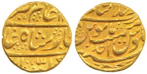Alamgir II, Gold Mohur, 10.84g, Dar-ul-Khilafat Shahjahanabad Mint, AH 11xx/Ahd (KM 466.1)