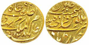Mir Mahbub Ali Khan II, Gold Ashrafi, 11.1g, Farkhanda Bunyad Hyderabad Mint, AH 1286 (KM 
