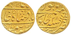 Mughal issue, Gold Mohur, 10.90g, Sawai Jaipur Mint, in the name of Shah Alam II, RY 28, J