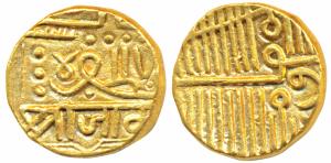 Jam Vibhaji (1852-1894 AD), Gold Kori, 6.43g. AH 978 (frozen), in the name of Muzaffar Sha