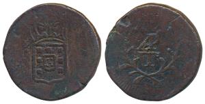 Goa, Miguel (1828-1834 AD), Copper Tanga, 37.66g, crowned arms on obv., value AP/T in cent