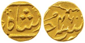 Gold 1/3 Mohur or Panchia, 3.9g, struck at the Ahmedabad Mint, (circa 1800-15 AD), Yr 46, 