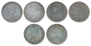Victoria Queen & Empress, Silver ½ Rupee (3), 1862, Calcutta Mint, C / II, obv. as Wyon’s 