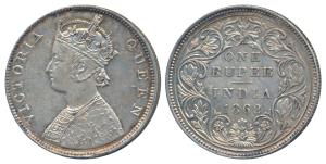 Victoria Queen, Silver Rupee, 1862, Bombay Mint, B / II / 2 / 0, (Prid 71). About Extremel